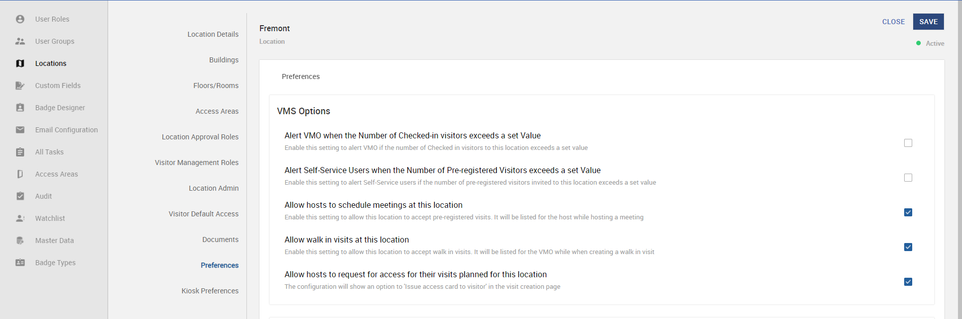 Allow hosts to request for access areas for their visit